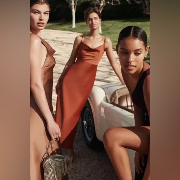 Anthropologie BHLDN Cali Satin Cowl-Neck Midi Slip Dress NWT - Picture 4 of 16